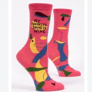 🧦 3/$15 🧦 Blue Q Women's Crew Socks - My Favorite Salad is Wine